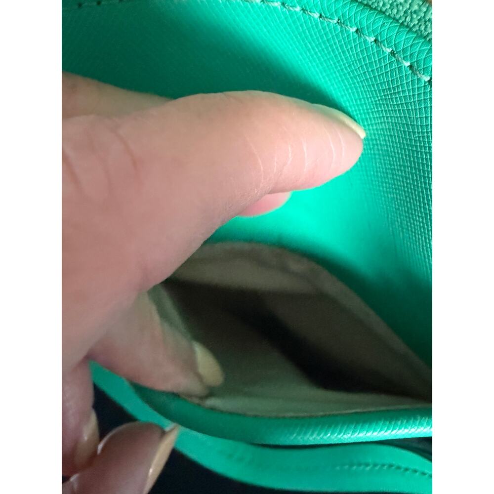 Coach F21907 Saffiano Leather Dome Satchel Turquoise Green Top Handle Handbag - Picture 8 of 16